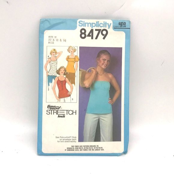 Vintage Sewing PATTERN Simplicity 8479 Time Saver Stretch Knit 1977 Pullover Top - Picture 1 of 2